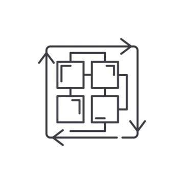 Sequence of processes line icon concept. Sequence of processes vector linear Stock Illustration