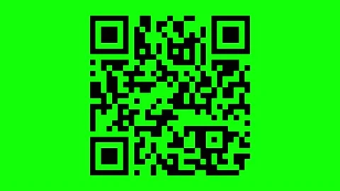 Sequence of QR codes on a green background. Green screen. The QR codes encode Stock Footage 169994457