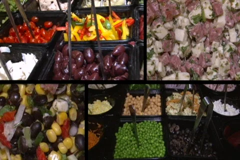 Sequence of salad bar Stock Footage 711425