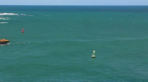 Sequence - Sea Barge Exits Harbor Part 1 Stock Footage 8509423