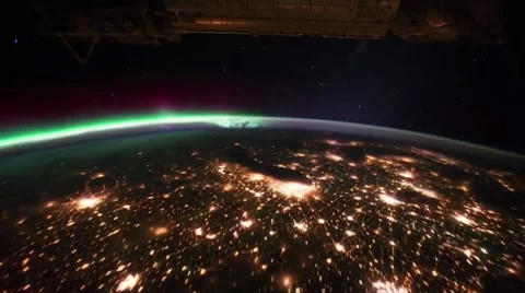 Sequence of shots - SpaceStation Aurora Borealis Nasa Satellite Stock Footage 47571992