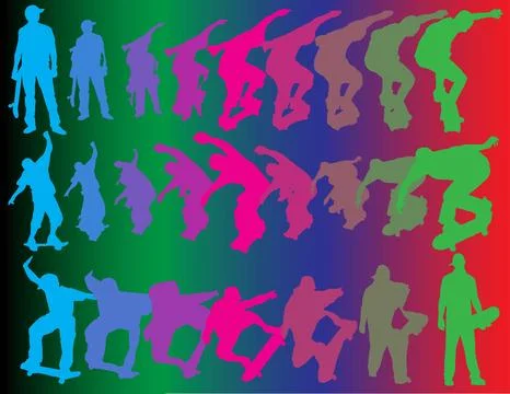 A sequence of skateboarder Stock Illustration