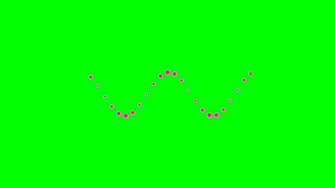 A sequence of small pink dots forming a wave pattern on a green background Stock Footage 340266858