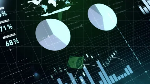 On sequence start dashboard animating table gauge chart spinning rising to 動画素材 311217329