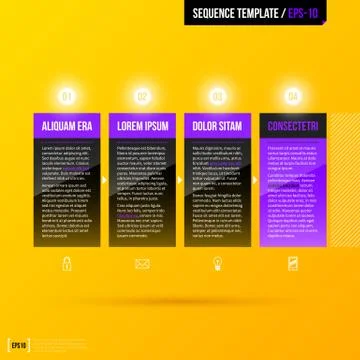 Sequence template on bright yellow background in modern corporate style. EPS1 Stock Illustration
