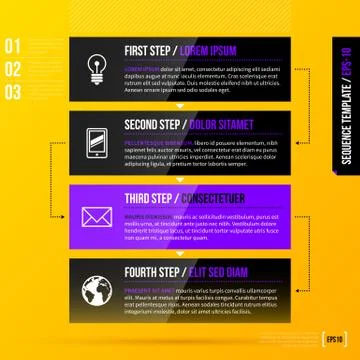 Sequence template on bright yellow background in modern corporate style. EPS1 Stock Illustration