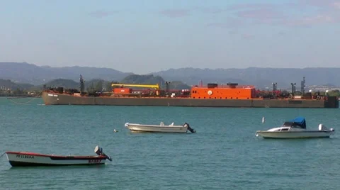 Sequence - Tug Boat n Sea Barge Part 4 Stock Footage 8510616