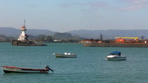 Sequence - Tug Boat n Sea Barge Part 3 Stock Footage 8510845