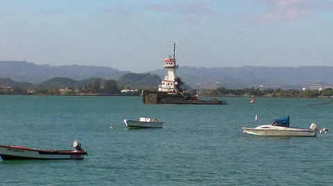 Sequence - Tug Boat n Sea Barge Part 2 Stock Footage 8511476