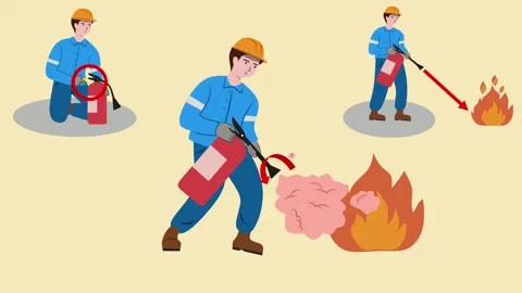 Sequence of use a fire extinguisher Stock Footage 316257364