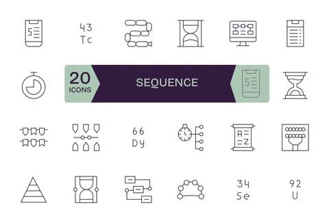 Sequence Vector Icon Arsenal with 24 Retina Ready Thin Line Pixel Optimized.. 库存插图