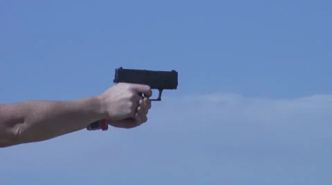 Sequence woman's hands take aim and fire Stock Footage 954114