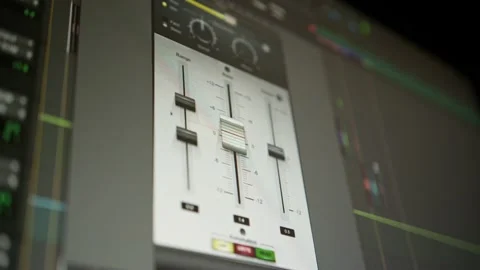 Sequencer with a huge musical project - the playhead moves along the music tr Stock Footage 221187231