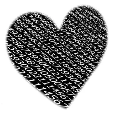 Sequences of digits stream  heart shape background Illustrazione stock