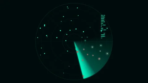 Sequential Animated Radar Sweep Frames With Detected Threat And Friendly Co.. Stock Footage 332525297