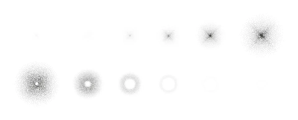 Sequential animation of dotted grainy circles Stock Illustration