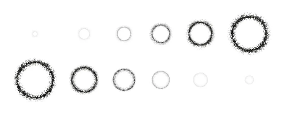 Sequential animation of dotted grainy rings Stock Illustration
