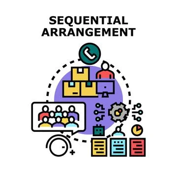 Sequential arrangement strategy developing business management process Stock Illustration
