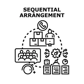 Sequential arrangement strategy developing business management process Stock Illustration