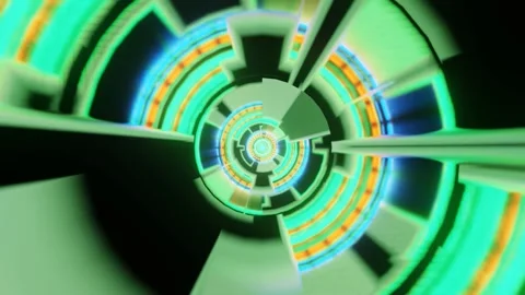 The sequential flow of shutter light form 4k uhd 3d rendering vj loop Stock Footage 160537173