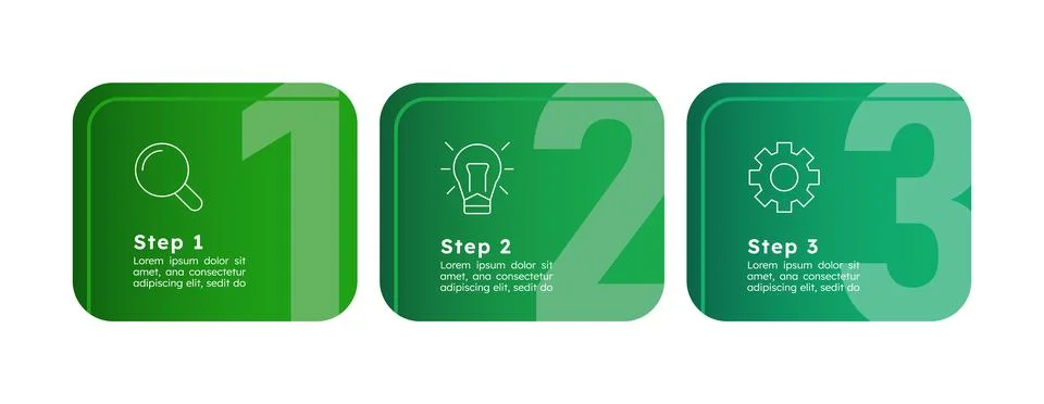 Sequential green process infographic 3 steps イラスト素材