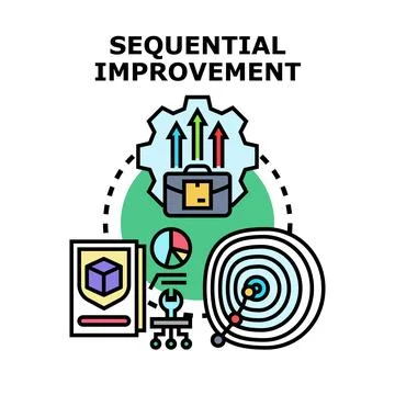 Sequential improvement process achieving business goals concept Illustrazione stock