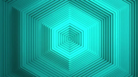 Sequential movement of the turquoise hexagon rings. The concept of wave and moti Stock-Footage 157020876