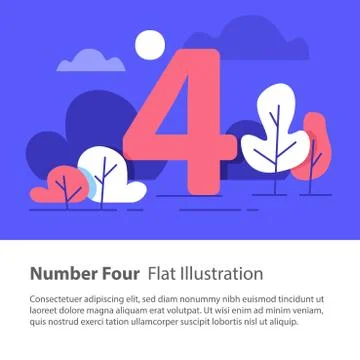 Sequential number, number four, top chart concept, night sky, flat illustrati Stock Illustration