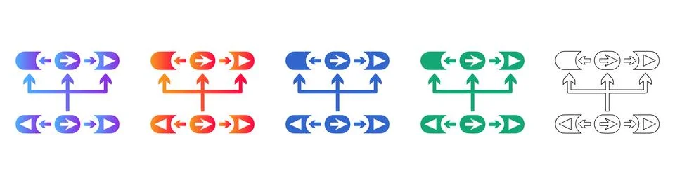 Sequential Operational Workflow Icons Stock Illustration