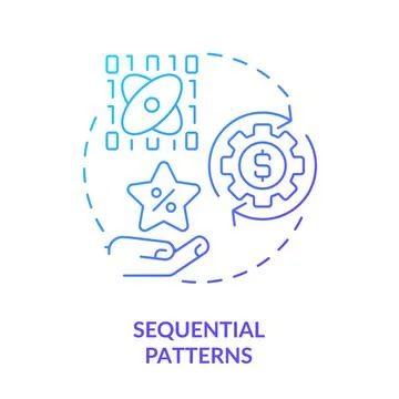 Sequential patterns blue gradient concept icon Stock Illustration