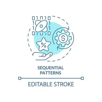 Sequential patterns turquoise concept icon Stock Illustration