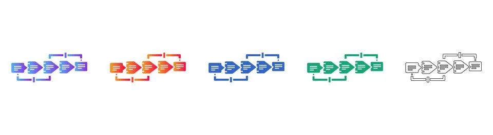 Sequential Process Flow Icons: Step by Step Workflow Visualization イラスト素材
