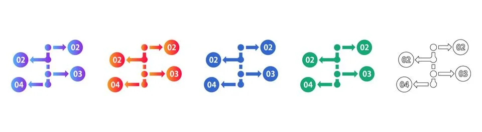 Sequential Process Flowchart Icons Stock Illustration
