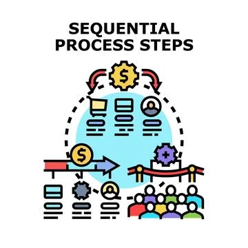 Sequential process steps workflow and business strategy 스톡 일러스트