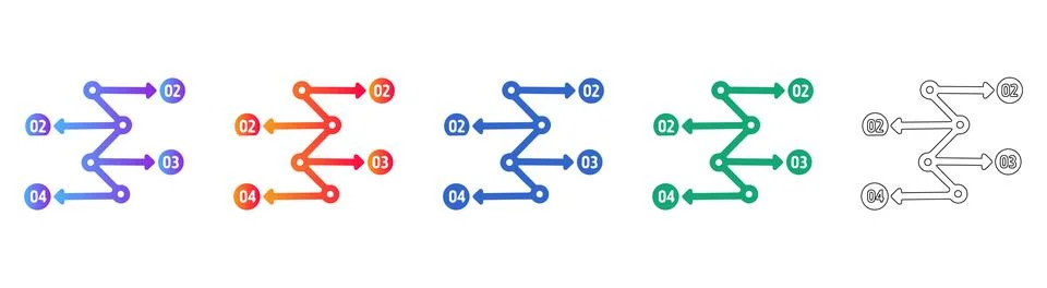 Sequential Process Workflow Icon Set Illustrazione stock