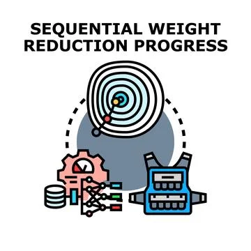 Sequential weight reduction progress optimization and goal achievement Stock Illustration