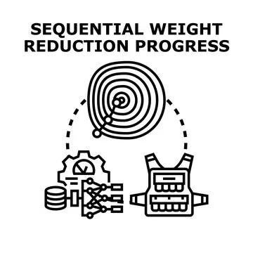 Sequential weight reduction progress optimization and goal achievement Stock Illustration