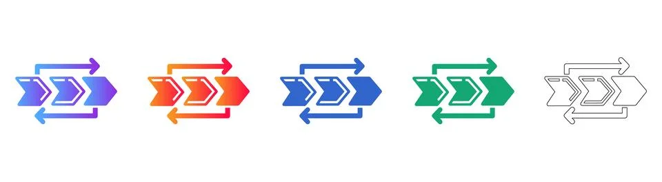 Sequential Workflow Arrow Process Icons 스톡 일러스트