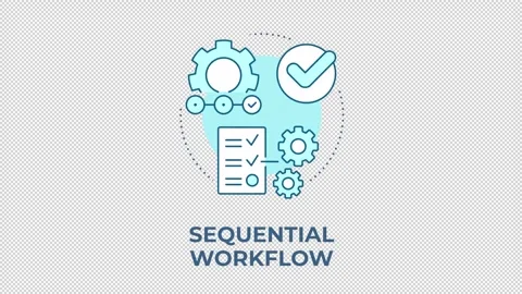 Sequential workflow blue concept icon animation Stock Footage 344176338