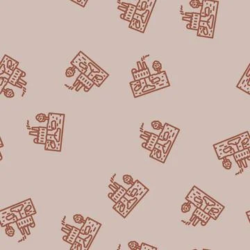 Sequestration carbon line vector seamless pattern Illustrazione stock