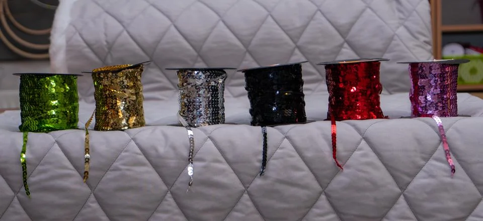 Sequin tape roll Stock Photos