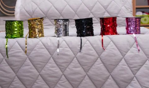 Sequin tape roll Stock Photos