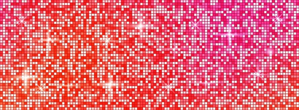 Sequin texture background. Glittering red disco ball pattern with mirror mo.. Stock Illustration