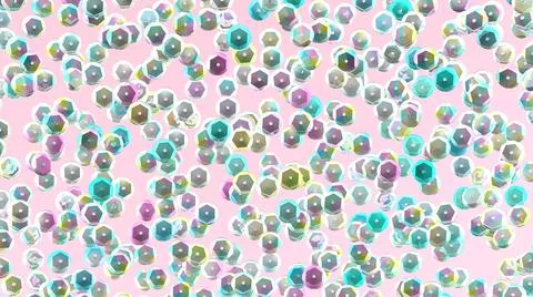 Sequins background. Holographic sequin. 3d rainbow rhinestones. Embroidery. Stock-Illustration