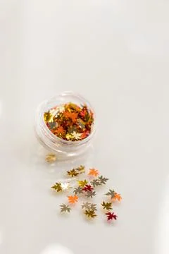 Sequins, decor for nails and body Stock Photos