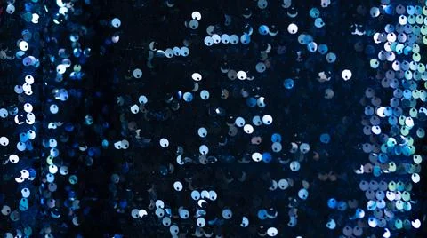 Sequins fabric with Glitter texture. dark blue Background Stock Photos
