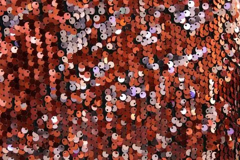 Sequins metallic texture shiny background red glitter decoration Stock Photos