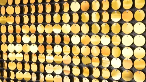 Sequins reflective background. golden Sequins, Sparkling, slow motion Stock Footage 120686142