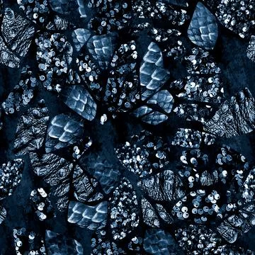 Sequins. Seamless pattern realistic blue background with sequins Stock Illustration