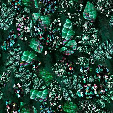Sequins. Seamless pattern realistic green background with sequins イラスト素材